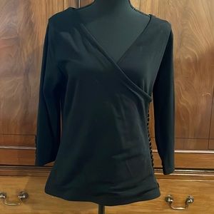 Soft Surroundings Black Wrap-Style Long Sleeve Top
